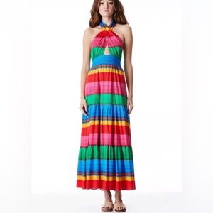 Alice + Olivia Multicolor Striped Halter Maxi Dress